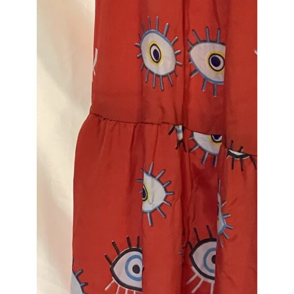 Royal Paisley Maxi Dress Women’s Size Large Red Bohemian Flow Fitted Casual Work - Picture 4 of 15